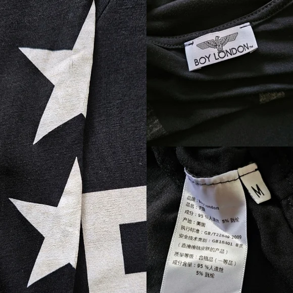 BOY London Black & White Logo Graphic Dolman Sleeve Blouse Size Medium - Picture 8 of 9